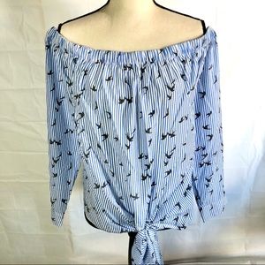EUC Express striped off shoulder top